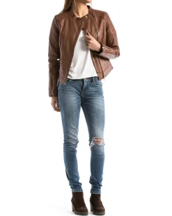 Veste en Cuir Narmada cognac-Blue Wellford Outlet