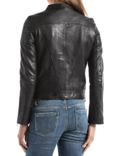 Veste en Cuir Narmada noire-Blue Wellford Clearance