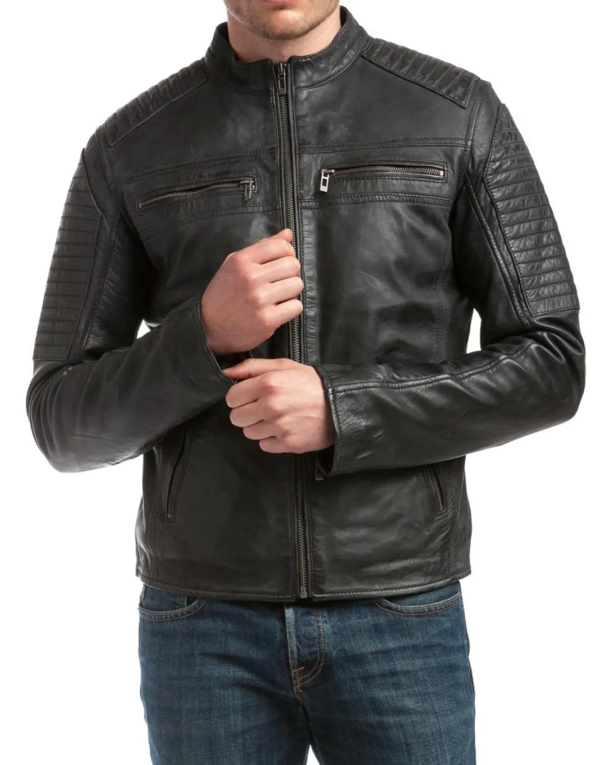 Homme Chyston Vestes, Blousons^Veste en Cuir Neil noire