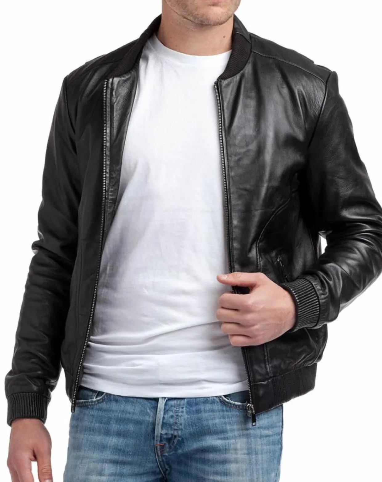Homme Chyston Vestes, Blousons^Veste en Cuir Norman noire