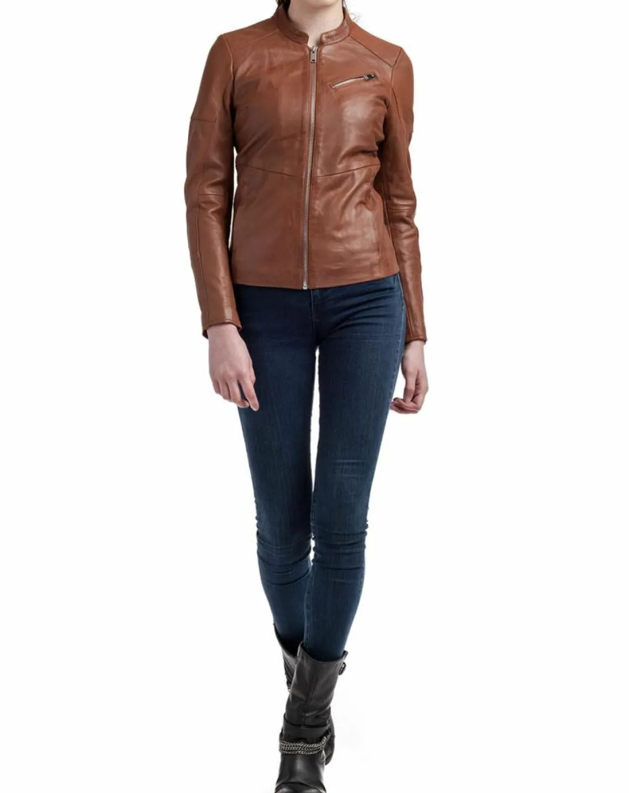 Veste en Cuir Nova cognac-Blue Wellford Best