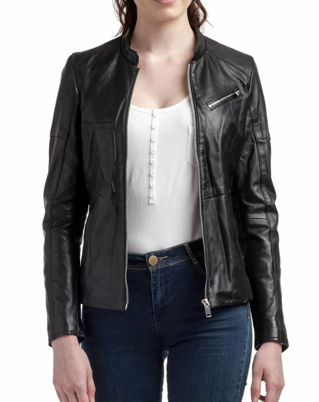 Femme Blue Wellford Vestes, Blousons^Veste en Cuir Nova noire