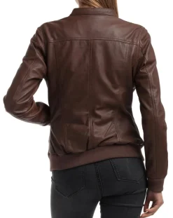 Femme Chyston Vestes, Blousons^Veste en Cuir Oliv marron