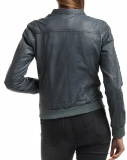 Veste en Cuir Olive grise-Chyston Discount