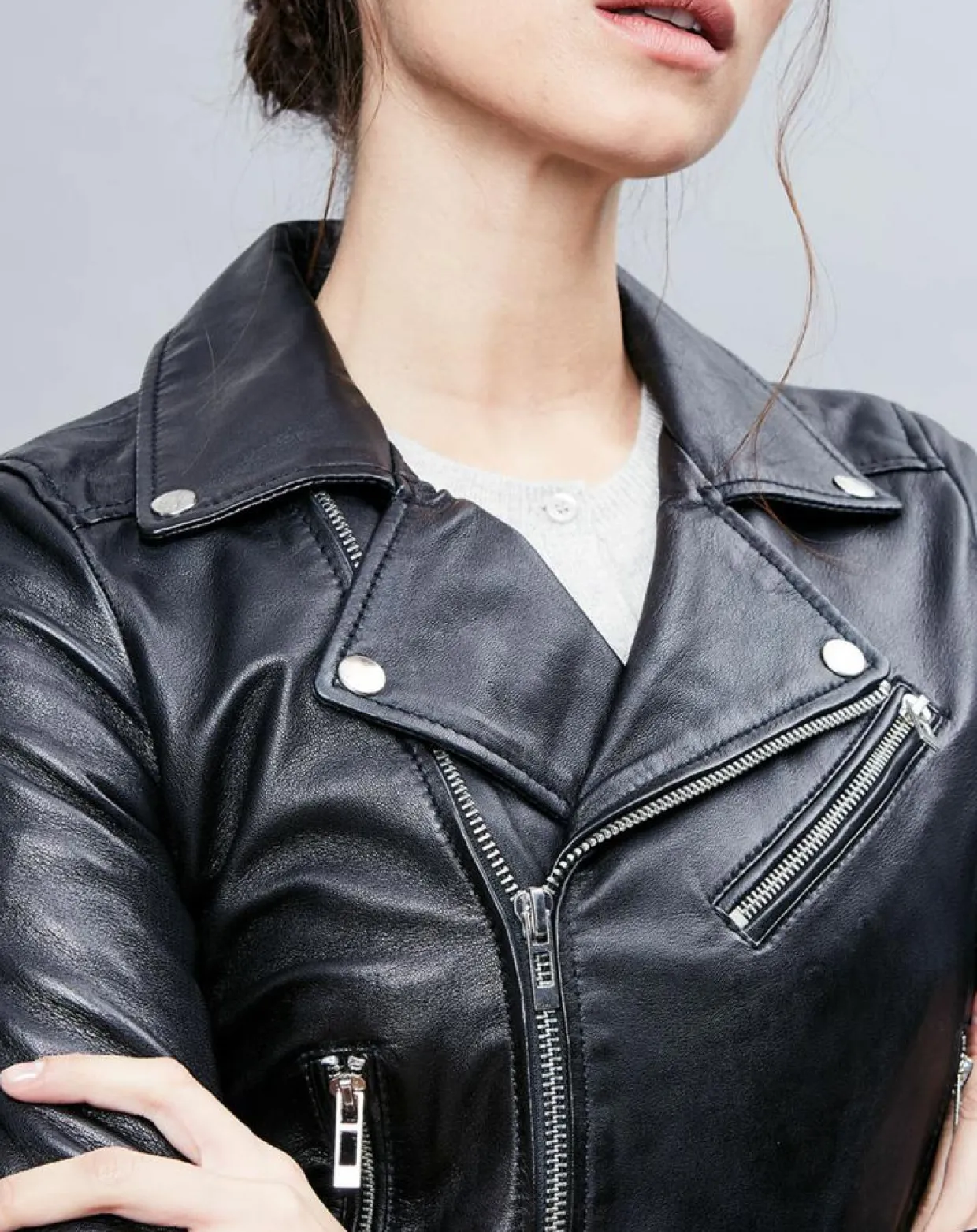 Femme Chyston Vestes, Blousons^Veste en Cuir Ornella noire