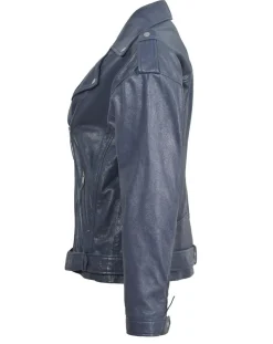 Veste en Cuir Oversize Carolane bleue-Blue Wellford