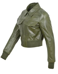 Veste en Cuir Oversize Inaya verte-Blue Wellford Hot