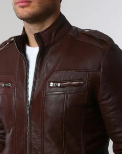 Homme Chyston Vestes, Blousons^Veste en Cuir Pat marron