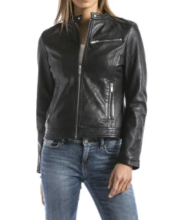 Femme Blue Wellford Vestes, Blousons^Veste en Cuir Pearl noire