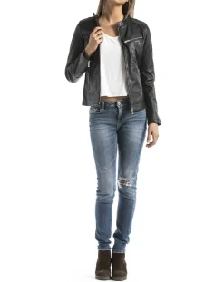 Femme Blue Wellford Vestes, Blousons^Veste en Cuir Pearl noire