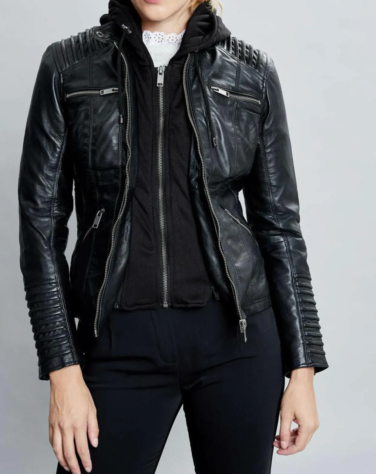 Femme Chyston Vestes, Blousons^Veste en Cuir Pensacola noire
