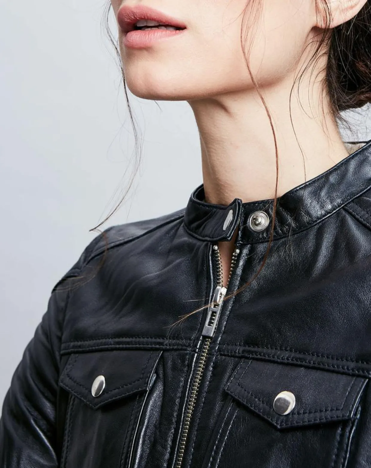 Veste en Cuir Prescillia noire-Chyston Clearance