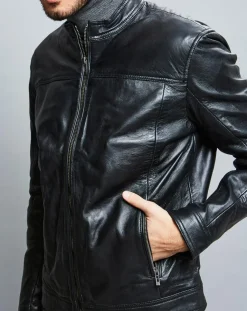 Veste en Cuir Raphael noire-Chyston Sale