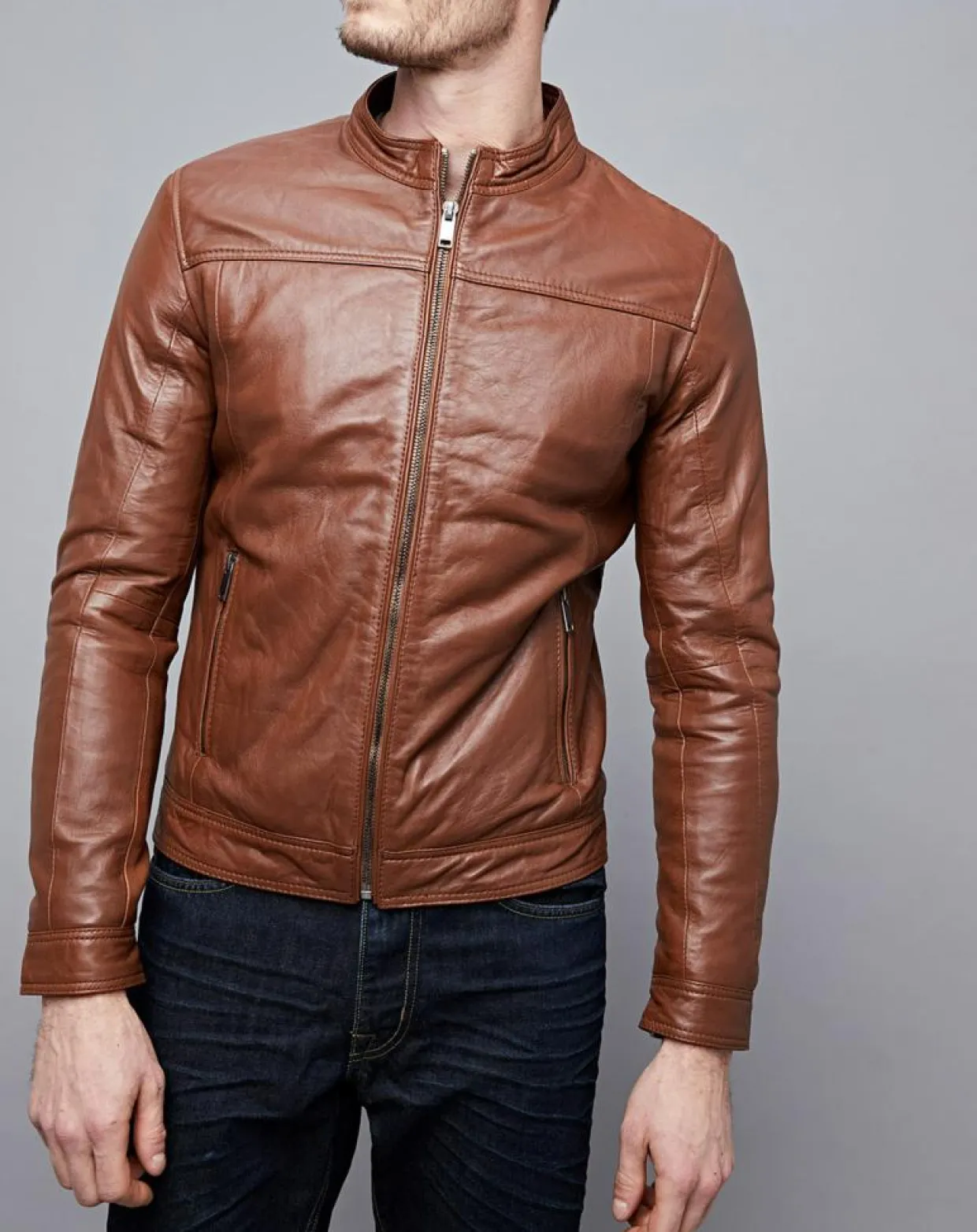 Homme Chyston Vestes, Blousons^Veste en Cuir Raphaël cognac