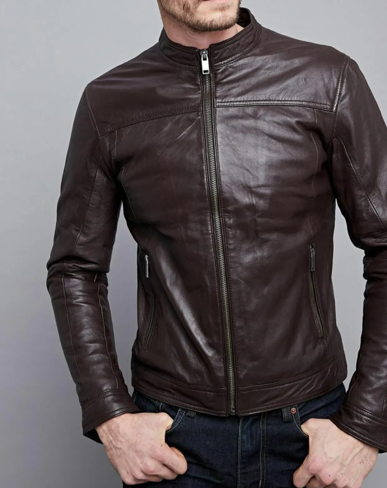 Homme Chyston Vestes, Blousons^Veste en Cuir Raphaël marron