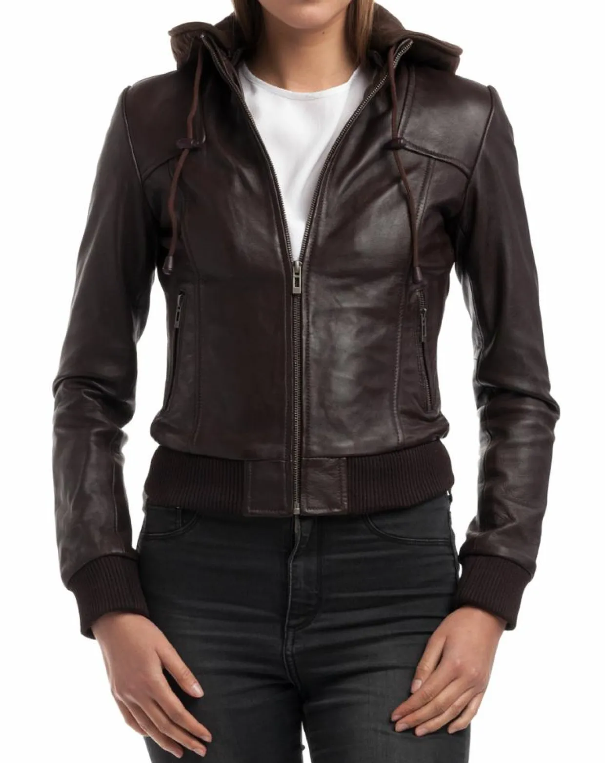 Veste en Cuir Roxane marron-Chyston