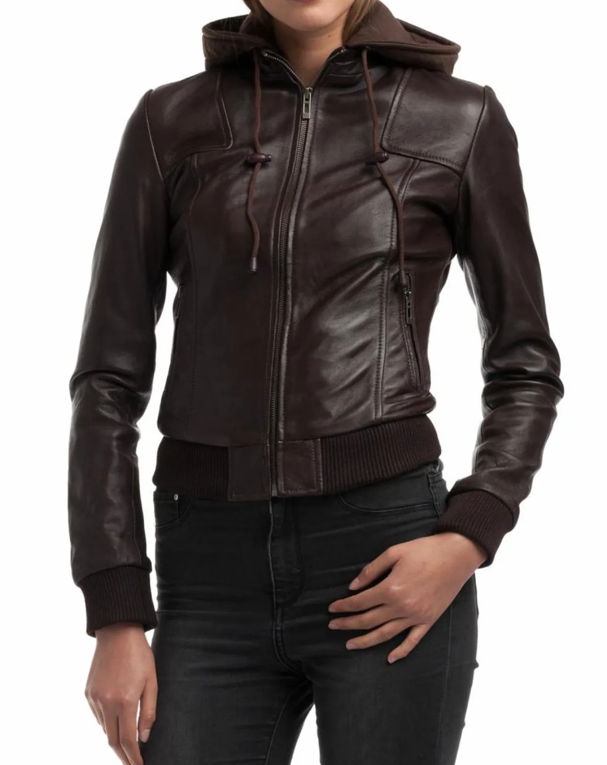 Veste en Cuir Roxane marron-Chyston