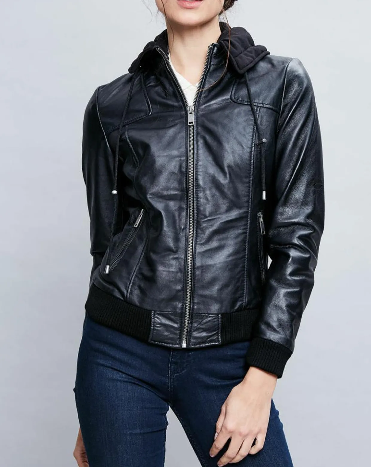 Veste en Cuir Roxane noire-Chyston Sale