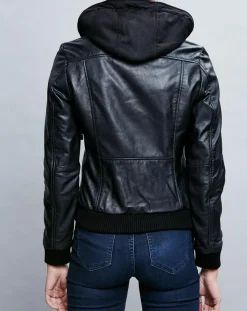 Veste en Cuir Roxane noire-Chyston Sale