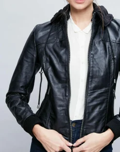 Veste en Cuir Roxane noire-Chyston Sale