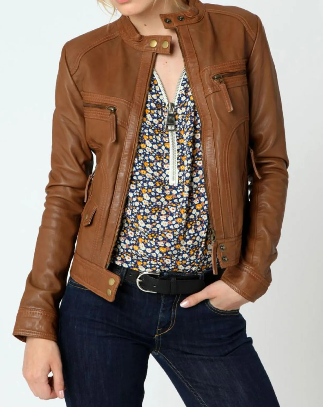 Femme Chyston Vestes, Blousons^Veste en Cuir Sarah cognac