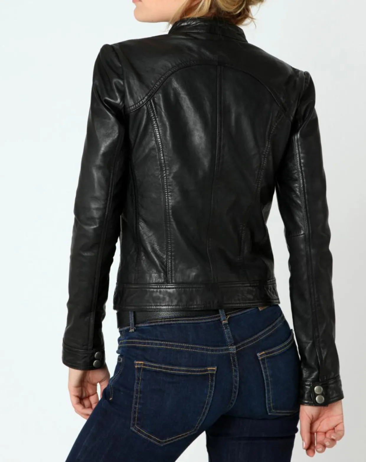 Veste en Cuir Sarah noire-Chyston Outlet