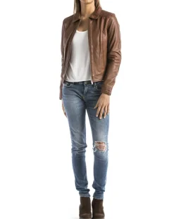 Femme Blue Wellford Vestes, Blousons^Veste en Cuir Savara cognac