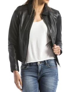 Femme Blue Wellford Vestes, Blousons^Veste en Cuir Savara noire