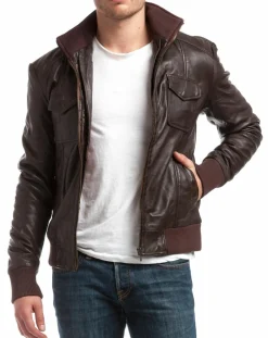 Homme Chyston Vestes, Blousons^Veste en Cuir Simon marron