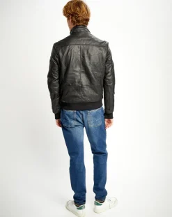 Veste en Cuir Simon noire-Chyston Sale