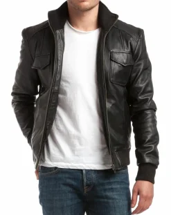 Veste en Cuir Simon noire-Chyston Sale