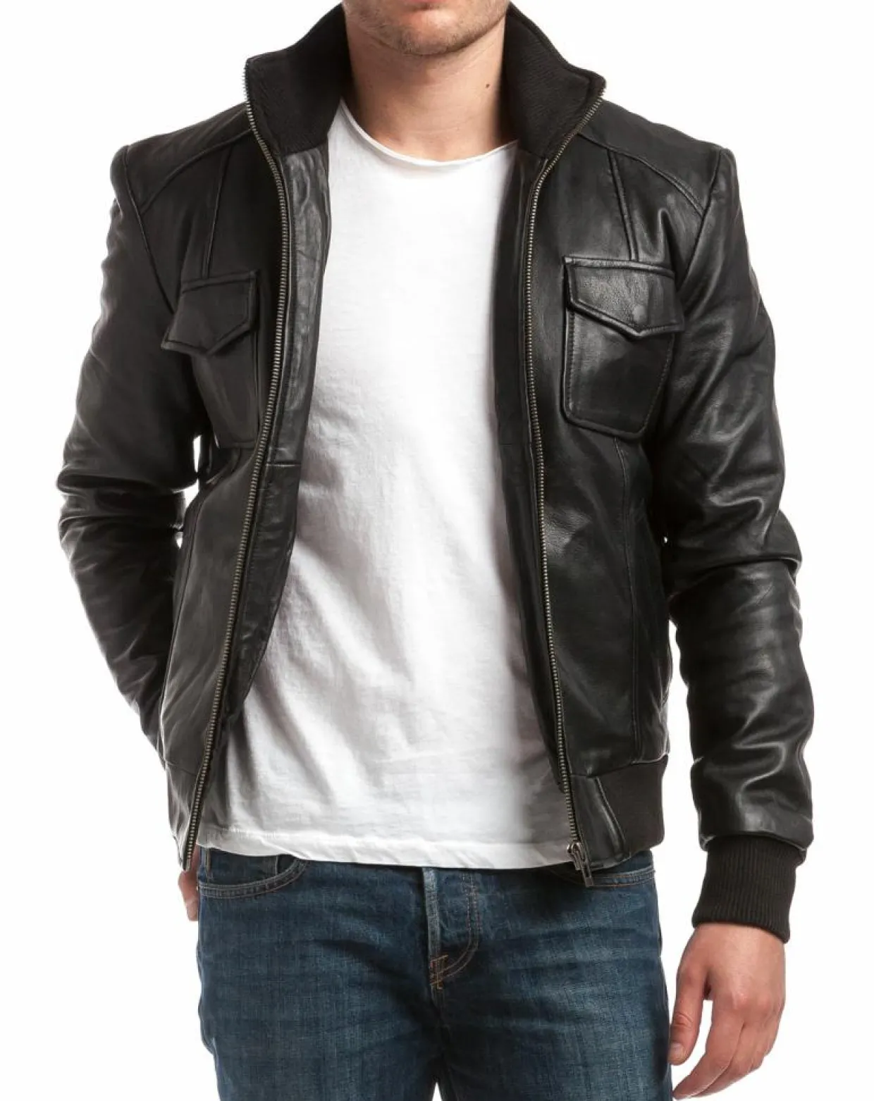 Veste en Cuir Simon noire-Chyston Sale