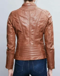 Veste en Cuir Talia cognac-Chyston Sale