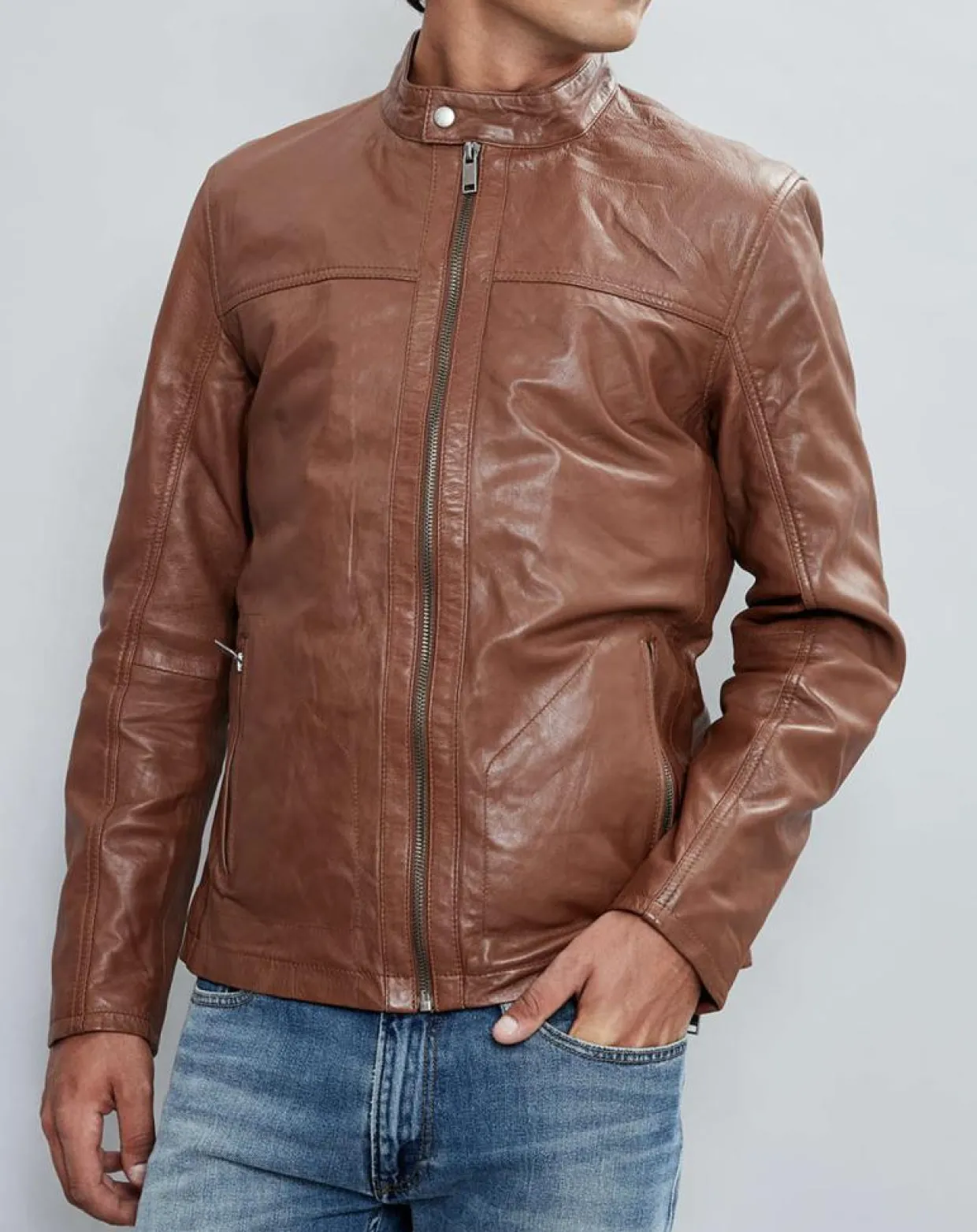 Homme Chyston Vestes, Blousons^Veste en Cuir Taylor cognac