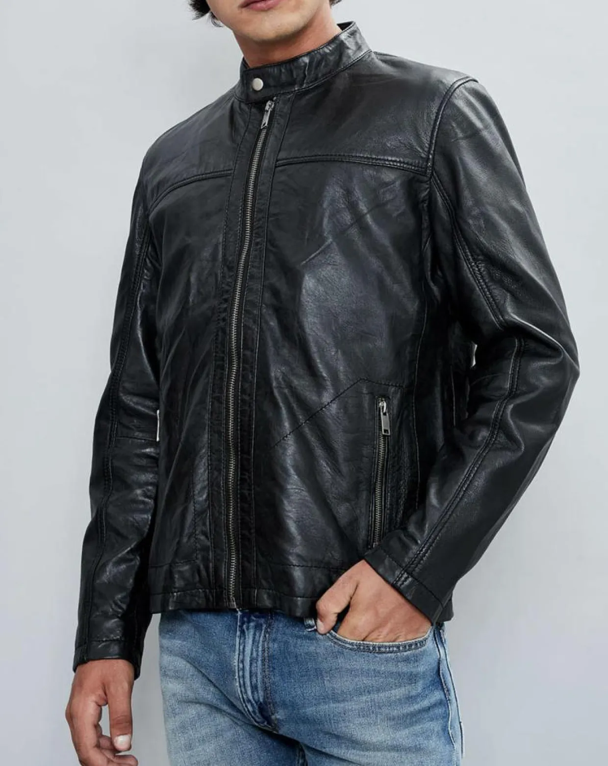 Homme Chyston Vestes, Blousons^Veste en Cuir Taylor noire