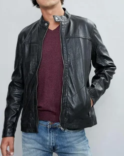 Homme Chyston Vestes, Blousons^Veste en Cuir Taylor noire