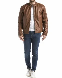 Veste en Cuir Tchar cognac-Blue Wellford Discount