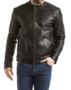 Homme Blue Wellford Vestes, Blousons^Veste en Cuir Tchar noire