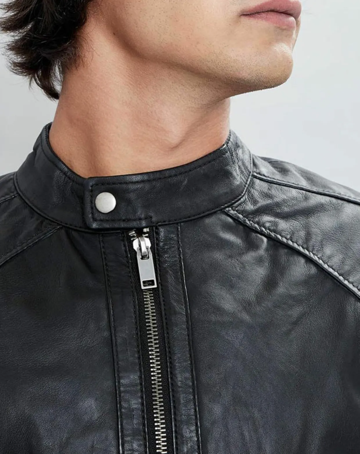 Veste en Cuir Thibaut noire-Chyston Online