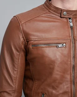 Veste en Cuir Timoty cognac-Chyston Sale