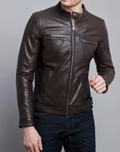 Veste en Cuir Timoty marron-Chyston Online