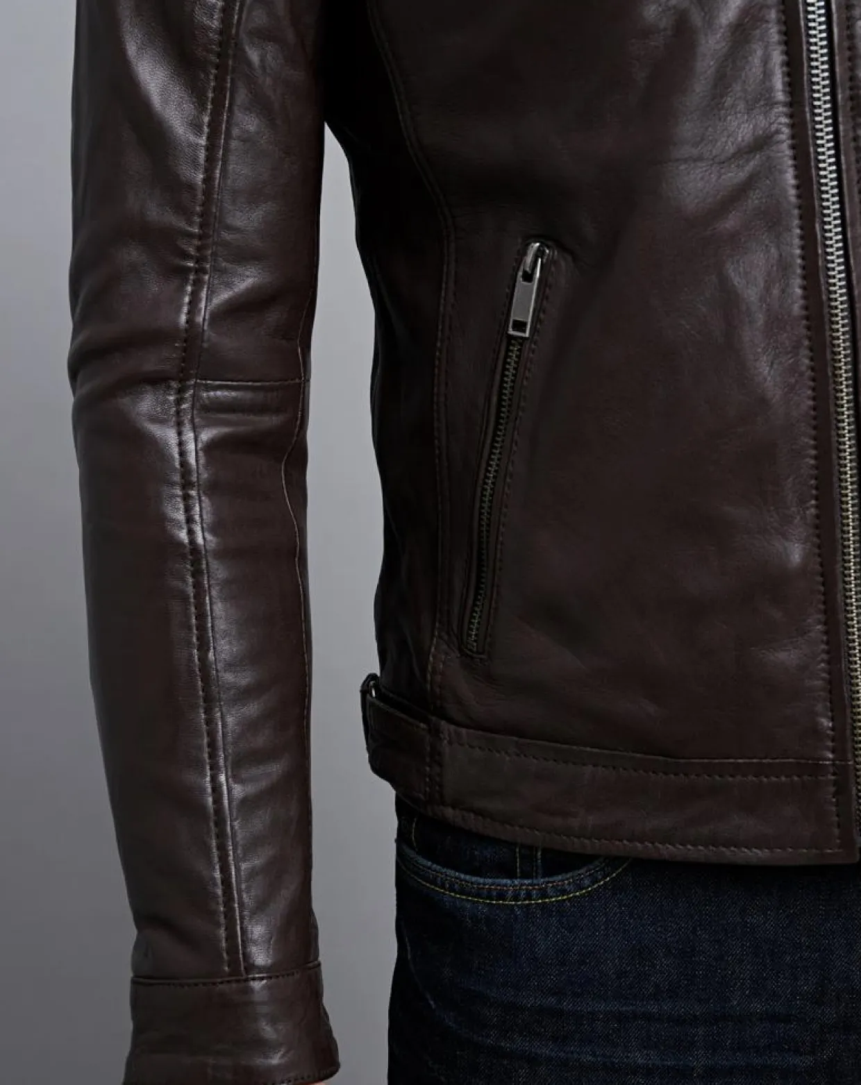 Veste en Cuir Timoty marron-Chyston Online