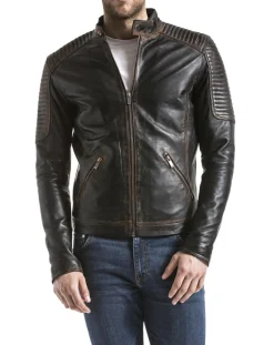 Homme Blue Wellford Vestes, Blousons^Veste en cuir Vardo noir vintage