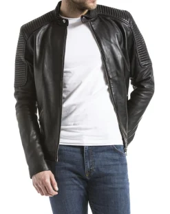 Veste en cuir Vardo noire-Blue Wellford New