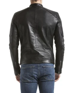 Veste en cuir Vardo noire-Blue Wellford New