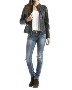 Femme Blue Wellford Vestes, Blousons^Veste en Cuir Varenne noire