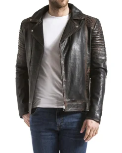 Veste en Cuir Varus marron vintage-Blue Wellford Hot