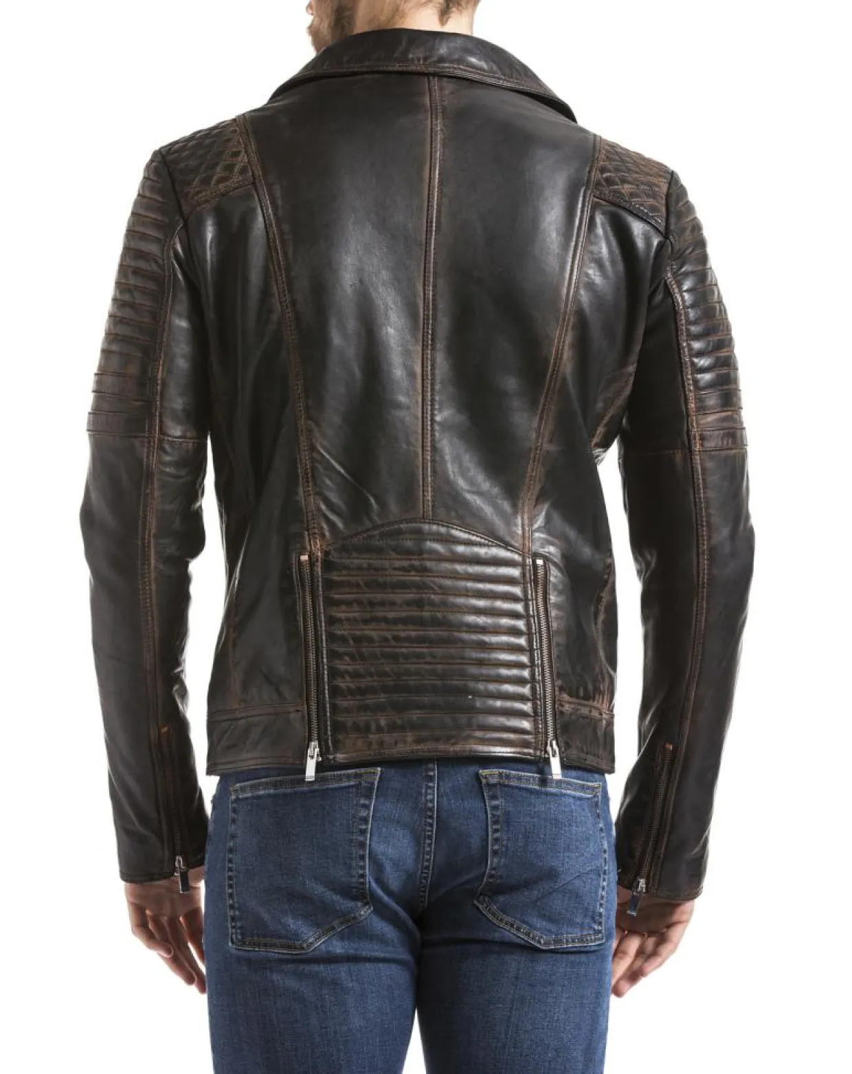 Veste en Cuir Varus marron vintage-Blue Wellford Hot