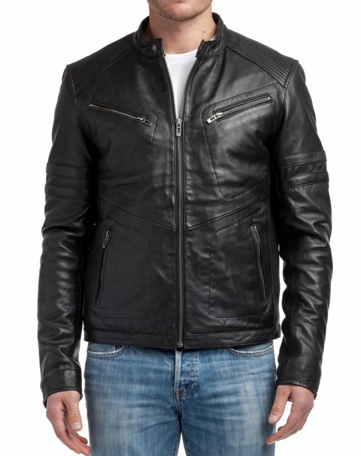 Homme Chyston Vestes, Blousons^Veste en Cuir Victor noire