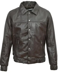 Veste en Cuir Yan marron-Blue Wellford Discount